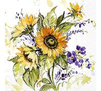 Boston International IHR Servilletas de papel de 3 capas, 20 unidades, tamaño cóctel, ramo de girasoles