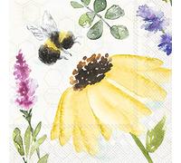 Boston International IHR - Servilletas de papel de 3 capas, 20 unidades, tamaño de cóctel, color crema de abejas de verano