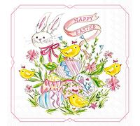 Boston International IHR - Servilletas de papel de 3 capas Rosanne Beck Collections, tamaño de almuerzo de 20 unidades, conejo de Pascua y pollitos