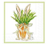 Boston International IHR - Servilletas de papel de 3 capas Rosanne Beck, tamaño de almuerzo de 20 unidades, diseño de conejo zanahoria