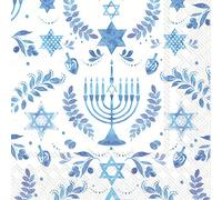 Boston International IHR - Servilletas de papel para cócteles (3 capas, 15 x 12 cm), diseño de Hanukkah