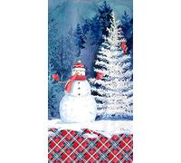 Boston International IHR - Toalla para invitados de 3 capas, para invierno, vacaciones, Navidad, 16 unidades, muñeco de nieve esmerilado