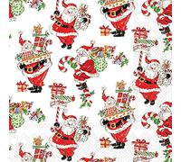 Boston International Rosanne Beck - Servilletas de papel de 3 capas para fiestas de invierno, 20 unidades, tamaño de almuerzo, Holly Jolly Santas