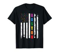 Boston Massachusetts LGBTQ Gay Pride Month USA Flag Rainbow Camiseta