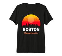 Boston Massachusetts Vintage Sunset Retro City State USA Camiseta Premium
