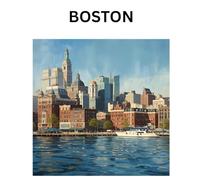 Boston Notebook - Artistic City Journal with Harbor, Boats & Skyline | Travel Diary, Writing Journal & New England Gift