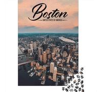 Boston Panorama Urbano Puzzle de 1000 Piezas Papel para Adultos Vista Nocturna Puzzle para Toda la Familia Estrés y Diversión 38x26cm/1000pcs