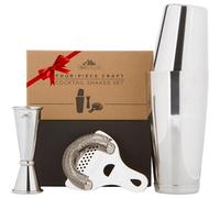 Boston Shaker Set: Professional two-piece Stainless Steel Cocktail Shaker set with Hawthorne Strainer and Japanese Jigger