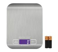 Boston Tech Báscula de Cocina Digital - Acero Inoxidable, Alta Precisión, Impermeable, Capacidad 5kg, Pantalla LCD, Función Tara, Recetario Incluido (HK105)