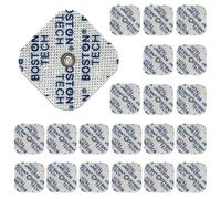 Boston Tech Electrodos para TENS EMS con Conector Botón 3,5 mm Set de 16 Pads 5x5 cm Compatibles Beurer, Vitacontrol | Reutilizables, Óptima Adherencia, Sin Gel Adicional (5x5 20Unds)