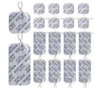 Boston Tech Set de 16 Electrodos Compatibles con TENS EMS de Conector 2 mm Tipo Pigtail (Clavija). 8 Pads de 5x5 cm y 8 de 5x10 cm. Reutilizables con Óptima Adherencia. No Requiere Gel.