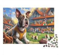 Boston Terrier 1000 Piece for Adults Teens French Bulldog in Yellow Vest Educational Game for Wall Decoration 52x38cm/1000pcs