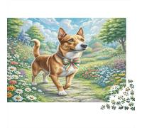 Boston Terrier 1000Pc for The Whole Family Basenji on Flowered Path for Women, Gifts for Men & Adults 38x26cm/1000pcs