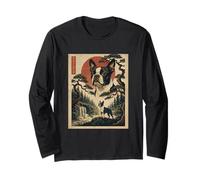 Boston Terrier Amante Arte Japonés Vintage Retro Sunset Dog Manga Larga