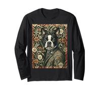 Boston Terrier Americano Caballero en Traje Vintage Manga Larga