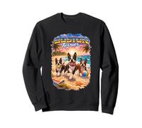 Boston Terrier Beach Divertido Verano Cachorro Amante Tropical Atardecer Sudadera