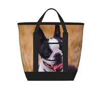 Boston Terrier Bokeh Perros Mascotas Boston Terrier,Bolsas de almuerzo de gran capacidad, bolsa de mano térmica para mujeres, hombres, trabajo, picnic, viajes.