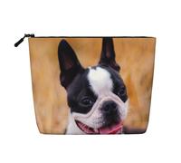 Boston Terrier Bokeh Perros Mascotas Boston Terrier,Neceser de Maquillaje de imitación Lino, Neceser de Viaje portátil