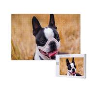 Boston Terrier Bokeh Perros Mascotas Boston Terrier,Rompecabezas de Madera de 1000 Piezas para Adultos y Adolescentes.