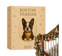 Boston Terrier Calendar - 2025 Christmas Countdown for Dog Lovers | Acrylic 2d Pendant with 24 Day Design, Cute Holiday Decoration, Thanksgiving Birthday Gift, Office, Home