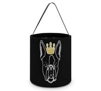 Boston Terrier con corona divertidas bolsas de Halloween para truco o trato, cubos de regalo para regalos de fiesta