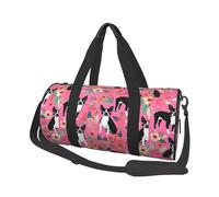 Boston Terrier con Flores, Bolsa de Viaje de Gran Capacidad, Bolso Redondo, Bolsa de Viaje Deportiva, Bolsa de Mano, Bolsa de Fitness