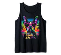 Boston Terrier con Gafas de Sol café Helado Bostie Dog Summer Camiseta sin Mangas
