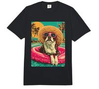 Boston Terrier con Gafas de Sol Lindo Perro Tropical Fiesta en la Piscina Comfort Colors Adult Heavyweight T-Shirt