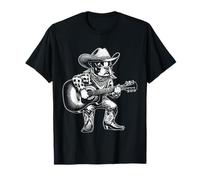 Boston Terrier Cowboy Guitarra Músico Western Country Music Camiseta