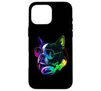 Boston Terrier DJ Auriculares Retro Music Dog Lover Carcasa para iPhone 16 Pro Max