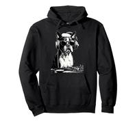 Boston Terrier DJ con Gafas de Sol Papá Noel Dog Christmas Music Sudadera con Capucha