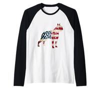Boston Terrier Dog American Flag 4th of July Camiseta Manga Raglan