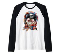 Boston Terrier Dog Bostie Granny - Hilo Cuadrado para Ganchillo Camiseta Manga Raglan