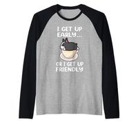 Boston Terrier Dog I Get Up Early Coffee Funny Puppy Dogs Camiseta Manga Raglan