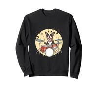 Boston Terrier Dog Playing The Drums Músico Dog Rock Band Sudadera