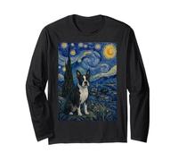 Boston Terrier Dog Van Gogh Noche Estrellada Manga Larga