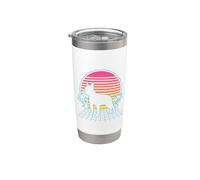 Boston Terrier Dog Vintage 80s Vaporwave Aesthetic Puppy Vaso térmico de acero inoxidable de doble pared
