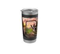 Boston Terrier en espejo retrovisor Dog Lover Vaso térmico de acero inoxidable de doble pared