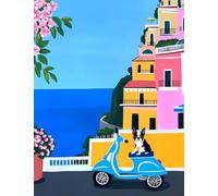 Boston Terrier in Amalfi Composition Book: Wide Ruled Lined Notebook, 200 Pages for School, Work, or Home.