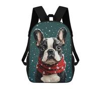 Boston Terrier in Christmas Outfit Festive Dog Wall Art Mochila Escolar Ligera Para Aeropuerto, Estudiantes Universitarios, Mochila Para Adolescentes, Chicas, Chicos, Mujeres Y Hombres 17inch