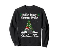 Boston Terrier My Dog Sleeping Under Christmas Tree Puppy Sudadera