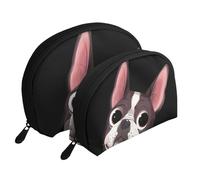 Boston Terrier Naturaleza, Bolsa de Maquillaje de Concha, Monedero pequeño para Mujer, Bolsa de artículos de tocador, Bolsa de cosméticos, 2 Piezas