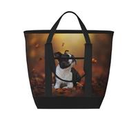 Boston Terrier Otoño Bokeh Perros Perros,Bolsas de almuerzo de gran capacidad, bolsa de mano térmica para mujeres, hombres, trabajo, picnic, viajes.