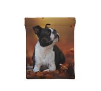 Boston Terrier Otoño Bokeh Perros Perros, Squeeze Top Wallet Bolsa de Almacenamiento para Mujer Monedero pequeño Bolsa de Cambio