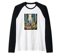 Boston terrier OVNI extraterrestre bosque trail cam divertido perro papá mamá Camiseta Manga Raglan