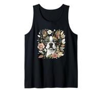 Boston Terrier perro caprichoso botánico naturaleza ilustración Camiseta sin Mangas