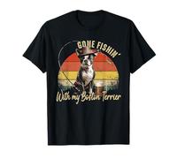 Boston Terrier Perro Retro Vintage día del Padre Divertido Pescador Camiseta