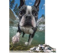 Boston Terrier Puzzle Adultos 300 Piezas Juegos EduGatoivos para Decoración del Hogar Juego De Rompecabezas Cumpleaños Stress Relief 300pcs (40x28cm)