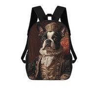 Boston Terrier Renaissance Noble Regal Dog Portrait Mochilas Infantiles Escolares Impresas En 3D, Mochilas Para Niños, Mochilas De Viaje Para Niños Y Niñas, Mochilas Escolares Para Niños 17inch