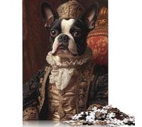 Boston Terrier Renaissance Noble Regal Dog Portrait Rompecabezas Imposible,desafío para Adultos Juego Educativo 1000 Piezas Obra De Arte De Juego De para Adultos Y Niños Mayores De 12 Años 300pcs (4